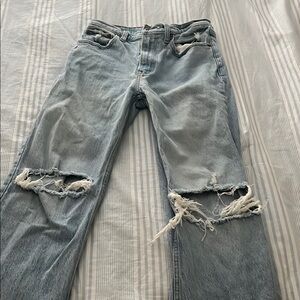 Distressed Abercrombie  Light Blue Jeans